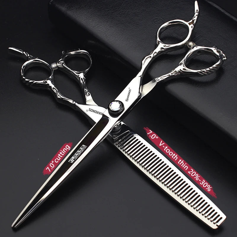 Stainless Steel 6/6.5/7 inch 440C Barber Shears Salon Scissors Set