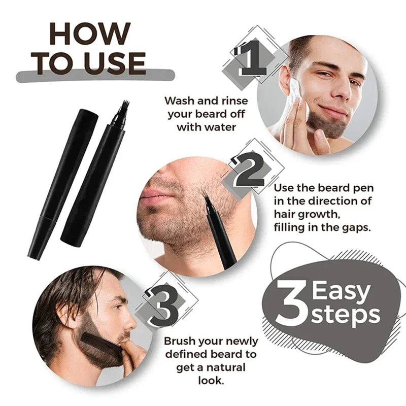 Waterproof Beard Pen/Pencil Eyebrow ,Mustache Repair Coloring Tool