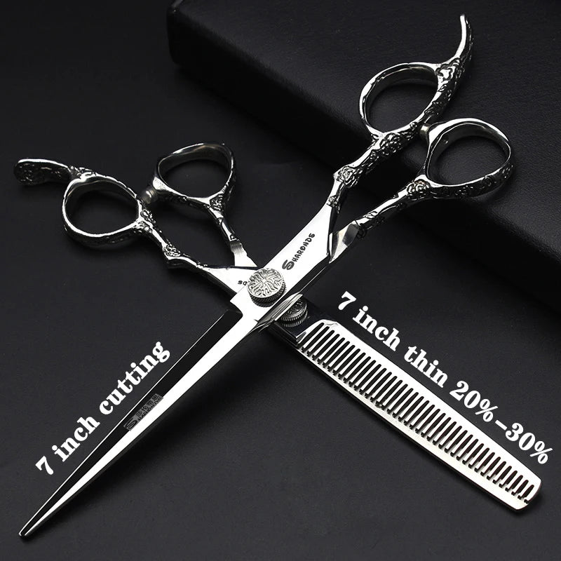 Stainless Steel 6/6.5/7 inch 440C Barber Shears Salon Scissors Set